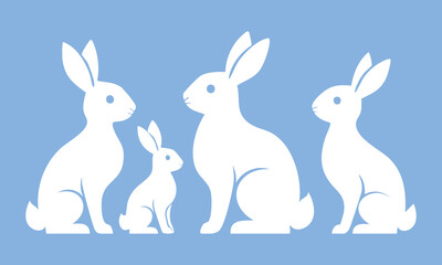 Flat easter bunnies collection isolated