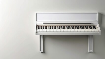 Luxury Minimalist Digital Piano Flat Lay Photography with Leading Lines on White Background for Elegant Design Elements