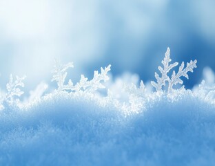 Frosted Snowflakes on a Snowy Landscape