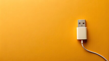 Panoramic Flat Lay of a USB Interface on a Solid Color Background for Dynamic Action Freeze and Copy Space Design Elements