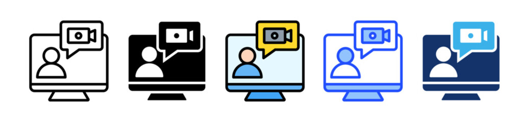 Video Call Icon Set With Multiple Style Collection