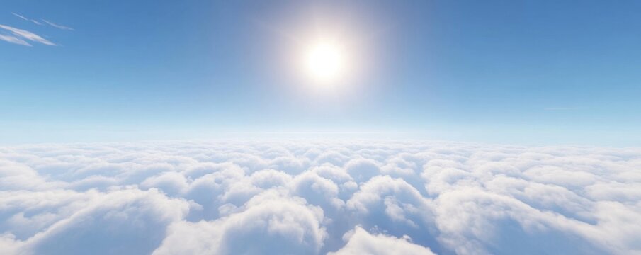 High Altitude View of Clouds and Sun - Powered by Adobe