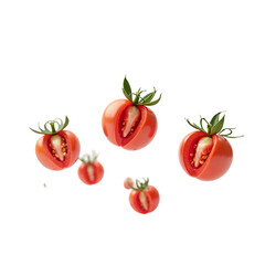 Fototapeta premium Flying tomatoes isolated on transparent background cutout