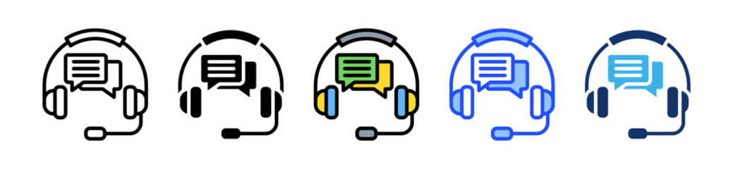 Call Center Icon Set With Multiple Style Collection