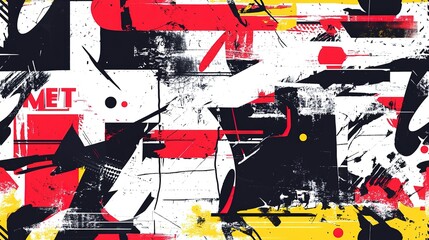 Fototapeta premium red black yellow seamless pattern abstract background grungy color splash 