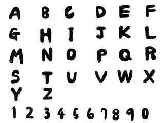 手描き　アルファベット　数字　黒