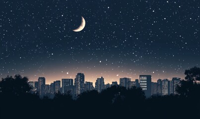 panoramic night city skyline isolated without background