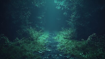 Fototapeta premium Mystical Forest Path at Night