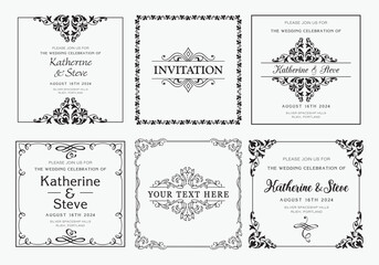 Frame square for invitation in modern vintage style. Frame template for cards, posters, banners