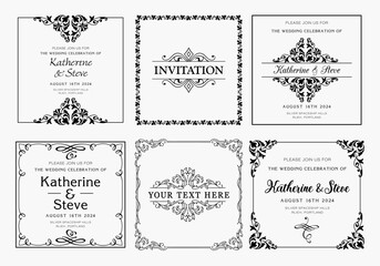 Frame square for invitation in modern vintage style. Frame template for cards, posters, banners