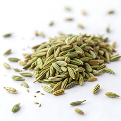 cumin seeds on a white background