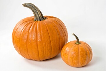 Obraz premium Orange and Beige Pumpkins Isolated on White Background