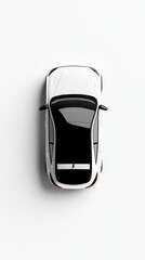 White Modern Car Top View Minimalist Design