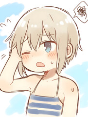 Confused girl at the beach