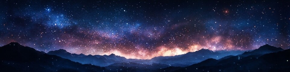 Naklejka premium Starry Night Over Misty Mountains