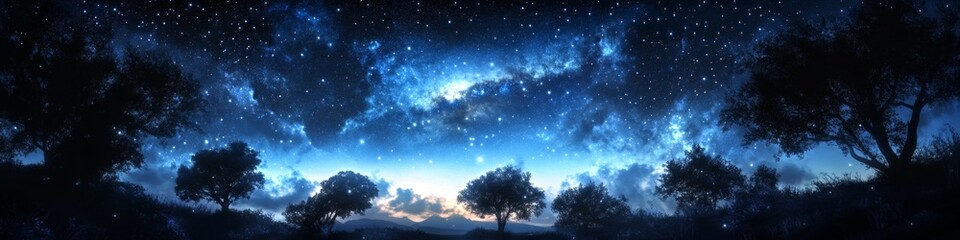 Fototapeta premium Night Sky Over Trees