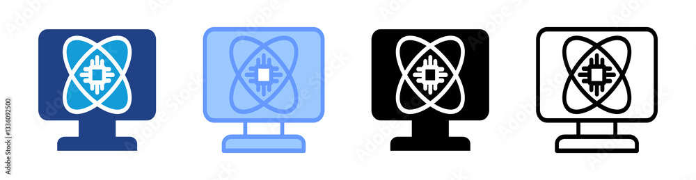 Poster Quantum Computing icon set multiple style collection