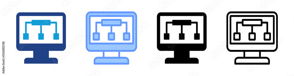 Poster Parallel Computing icon set multiple style collection