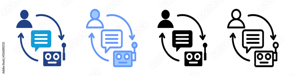 Poster Human Machine Interaction icon set multiple style collection