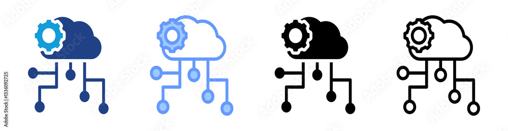 Aufkleber Cloud Computing icon set multiple style collection