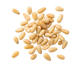High-quality pine nuts dry fruits, isolated on a white transparent background. Fresh, organic, and nutritious pine seeds with a natural texture, perfect for culinary use, packaging, or advertising