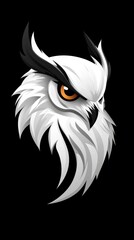 Fototapeta premium White Owl with Black Accents on Dark Background