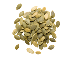High-quality pumpkin seeds isolated on a white transparent background, perfect for packaging, branding, or digital design. Clean cutout with sharp details and realistic texture