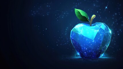 Geometric Blue Apple on Dark Background