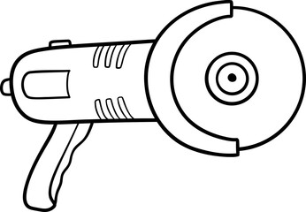 angle grinder tool cartoon outline