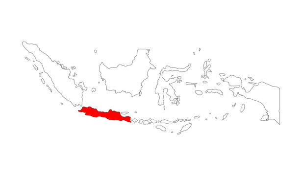Indonesia detailed Java map shape, Flat web graphic concept icon symbol vector illustration .
