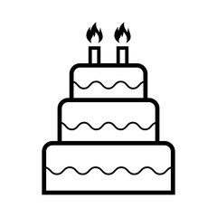 Sweet cake icon, bakery dessert food symbol, happy birthday day graphic vector illustration .