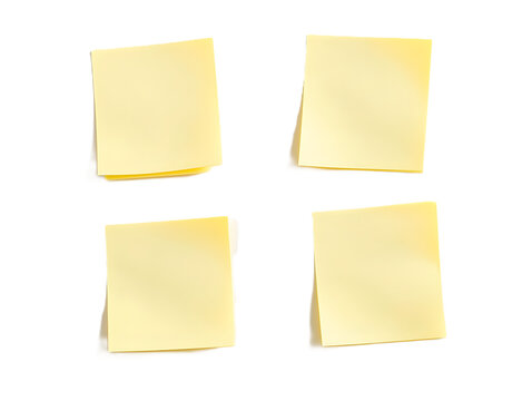 Yellow sticky post note isolated on white or transparent background