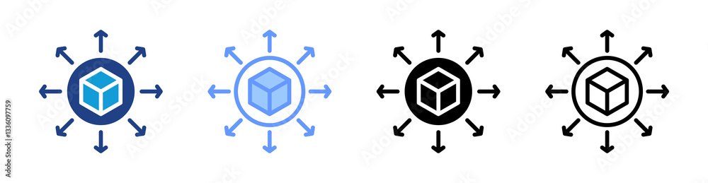 Poster Decentralization icon set multiple style collection