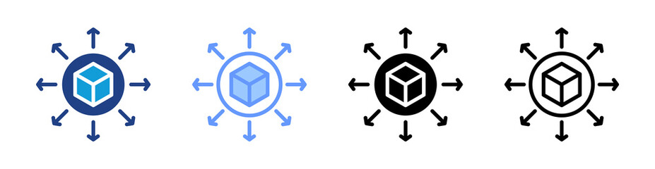Decentralization icon set multiple style collection