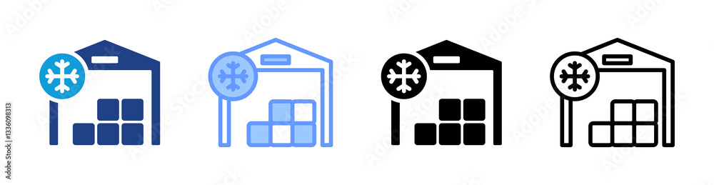 Poster Cold Storage icon set multiple style collection
