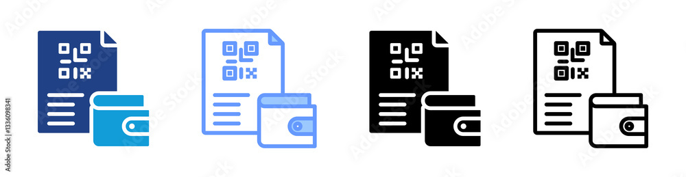 Poster Paper Wallet icon set multiple style collection