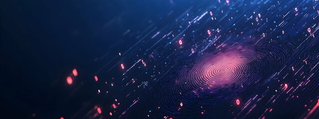 Fototapeta premium Fingerprint. - Manipulated, flat digital art of biometric security .