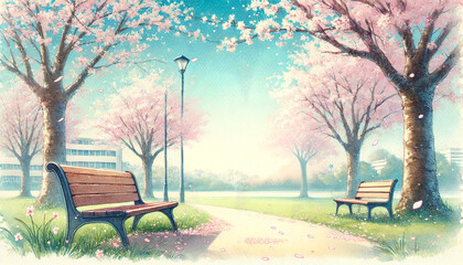 桜が咲く春の公園