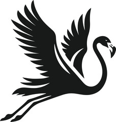 black and white flamingo flying