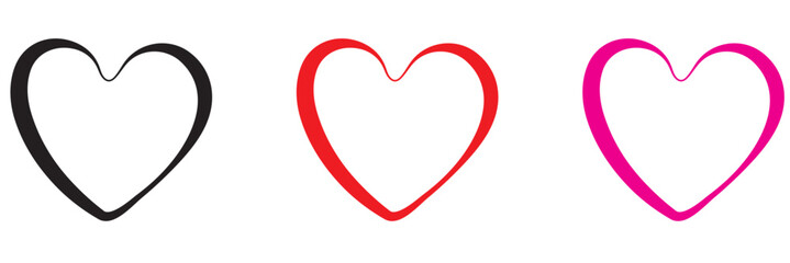 Heart, love, romance or valentine's day red heart. Heart vector icons. Artistic red heart love symbols isolated editable vector illustration.