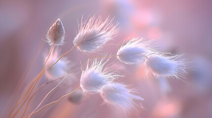 Whispers of the Wild: Delicate cotton flowers dance in a soft, dreamlike embrace, casting a gentle glow and creating a serene moment.