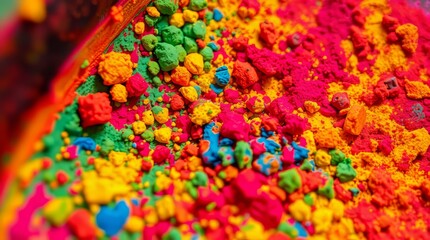 "Vibrant Holi Powder Explosion – Macro Photography of Colorful Festival Pigments"