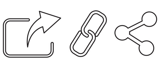 Share Link Button for Social Media Line and Silhouette Icon. Arrows Symbol Share Link for Web Site Outline Icon. Send Data Sign Linear Pictogram. Editable Stroke.