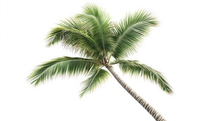 Isolated Coconut Palm Tree Against White Background