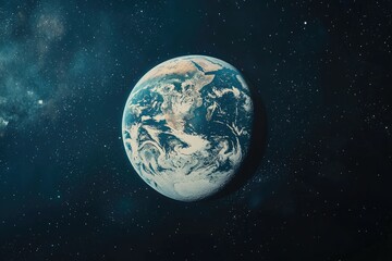 Fototapeta premium A detailed view of planet earth floating in space amongst stars