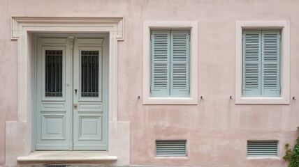 Fototapeta premium Detail of Building Entrance and Windows