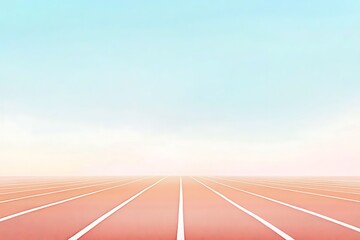 Running track with pastel sky background for sports, competition, and athletic events
