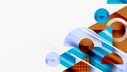 Modern Abstract Design with Overlapping Transparent Triangles and Circles