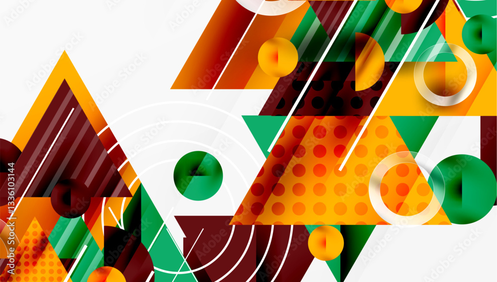 Aufkleber Sleek abstract background - layered triangles with vibrant gradient tones. Semi-transparent shapes add depth and contemporary aesthetic