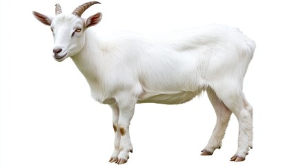 Fototapeta premium White Goat, Isolated, Farm Animal, Peaceful